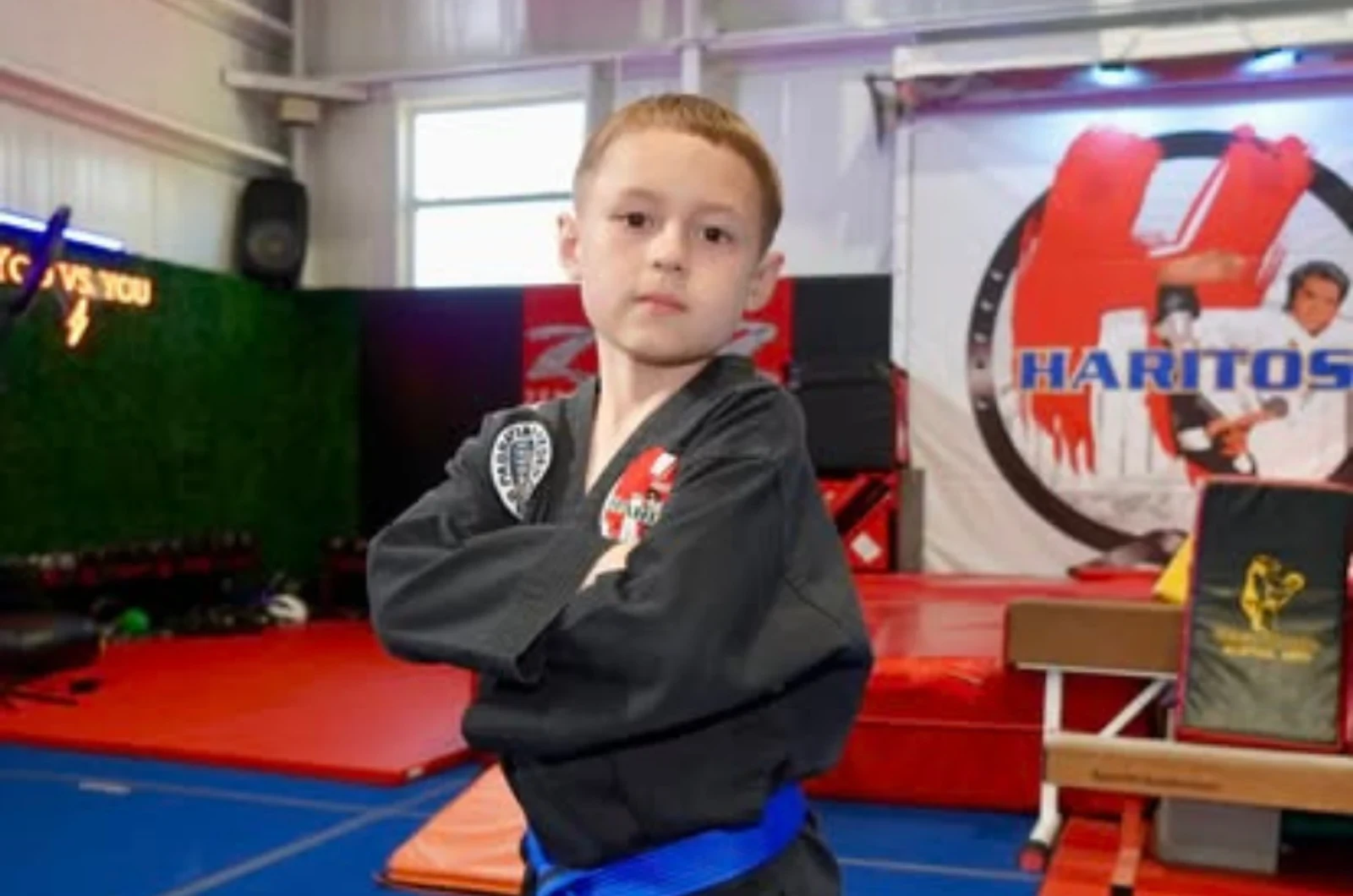 Child building confidence in martial arts